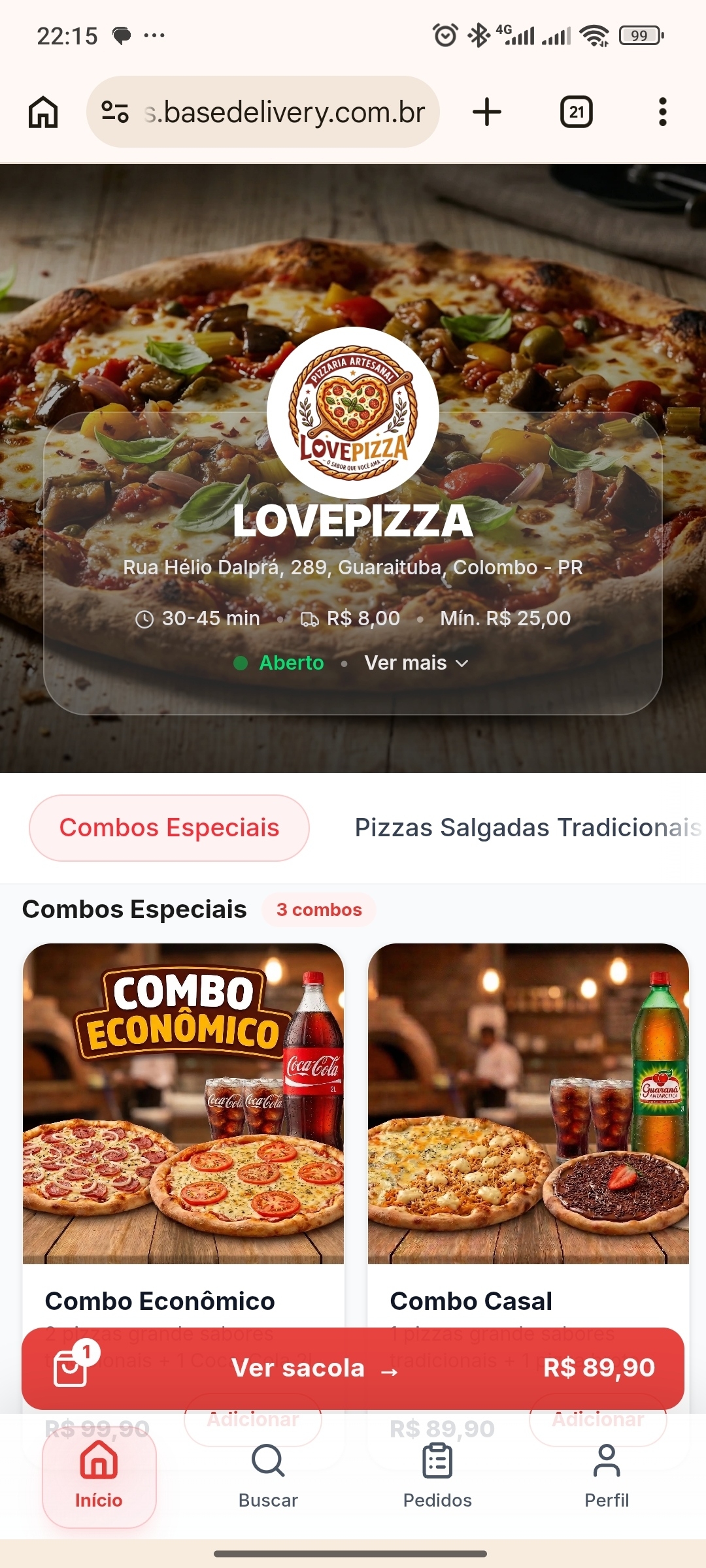 Loja LovePizza no BaseDelivery